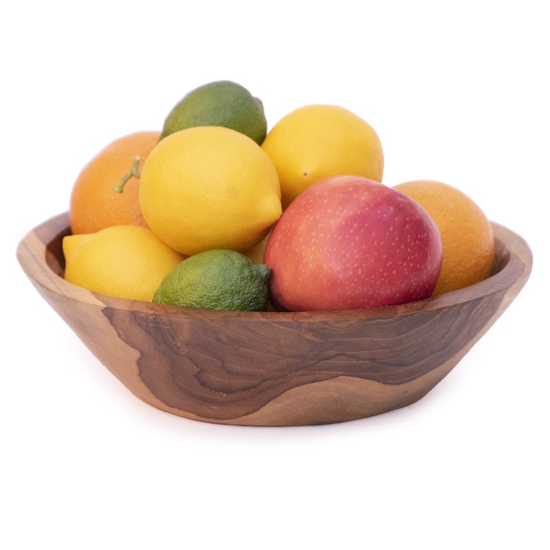 ANDALUCA 9 Inch Teak Wood Hand Carved Rustic Organic Bowl Small (9"-10" Diameter) - Image 4